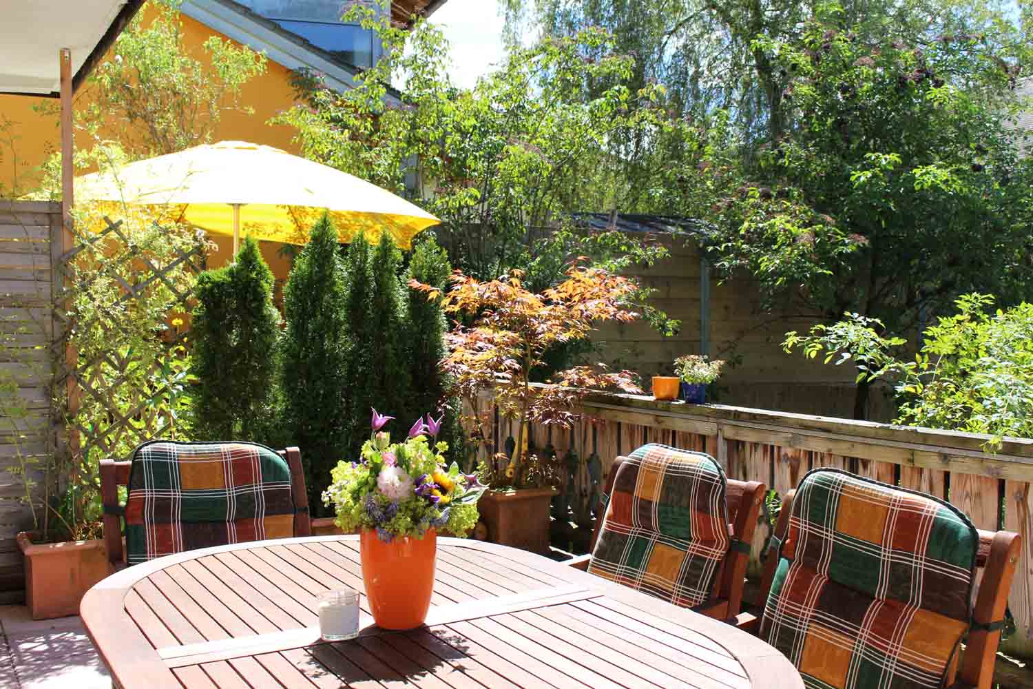 "Ihre" Terrasse Urlaub mit Hund Ferienwohnung
